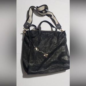 Erin Condren Black Metallic Suede Crossbody Tote